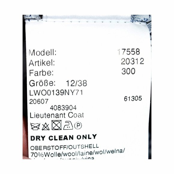 $750 BARBOUR Lieutenant Wool Cashmere Blend Coat MIX MEDIA FAUX LEATHER NAVY - Picture 8 of 8